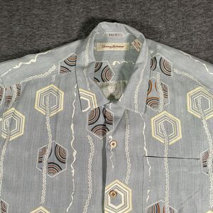 Tommy Bahama 100% Silk Shirt  short sleeve Hawaiian Gray Men’s Size M
